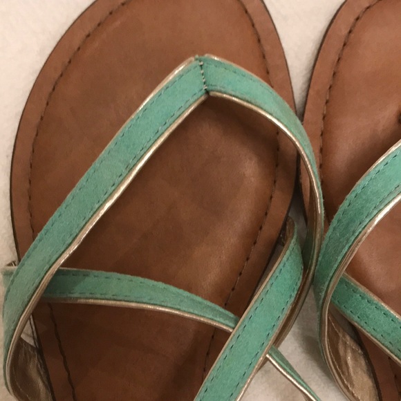 Sea Green suede strappy sandals - Picture 2 of 4